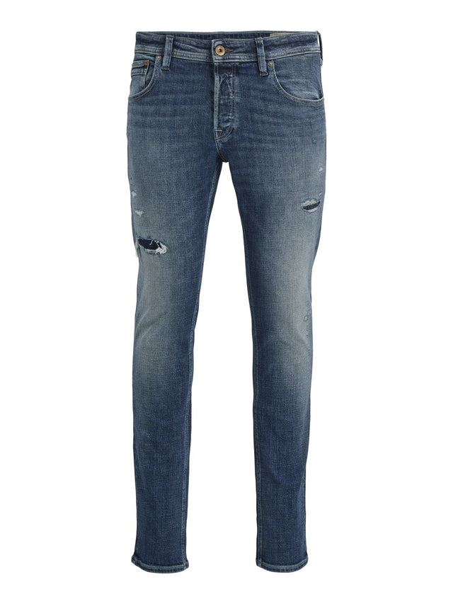 Jack & Jones Herren Jeans JJIGLENN JJCOLE - Low Waist - Slim Fit - Blau