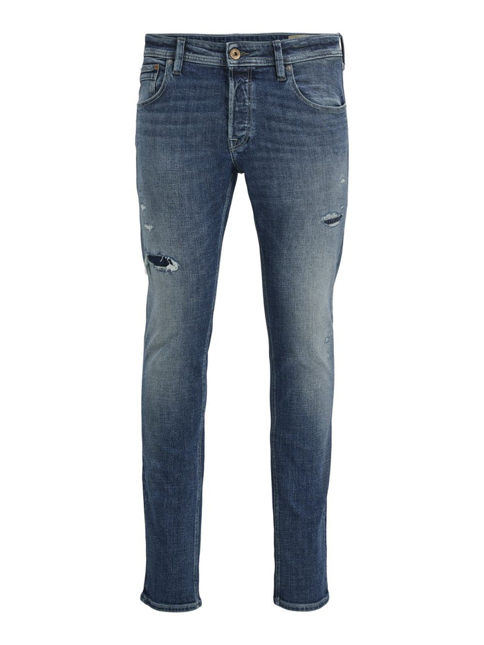 Jack & Jones Herren Jeans JJIGLENN JJCOLE - Low Waist - Slim Fit - Blau