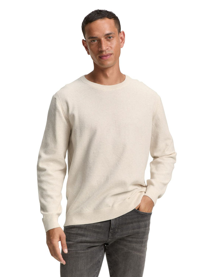 Tom Tailor Herren Rundhals Pullover STRUCTURED CREWNECK KNIT - Regular Fit