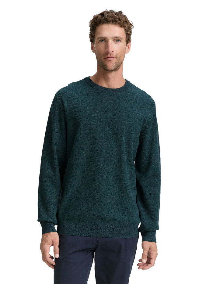 Tom Tailor Herren Rundhals Pullover STRUCTURED CREWNECK KNIT - Regular Fit