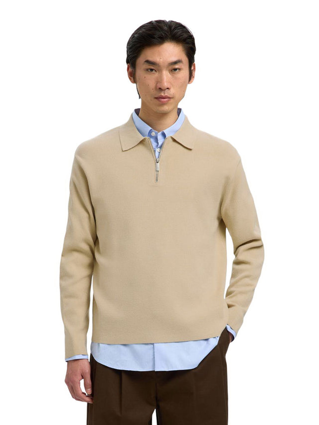 Selected Herren Pullover SLHTELLER FN RELAXED HALF ZIP POLO - Relaxed Fit