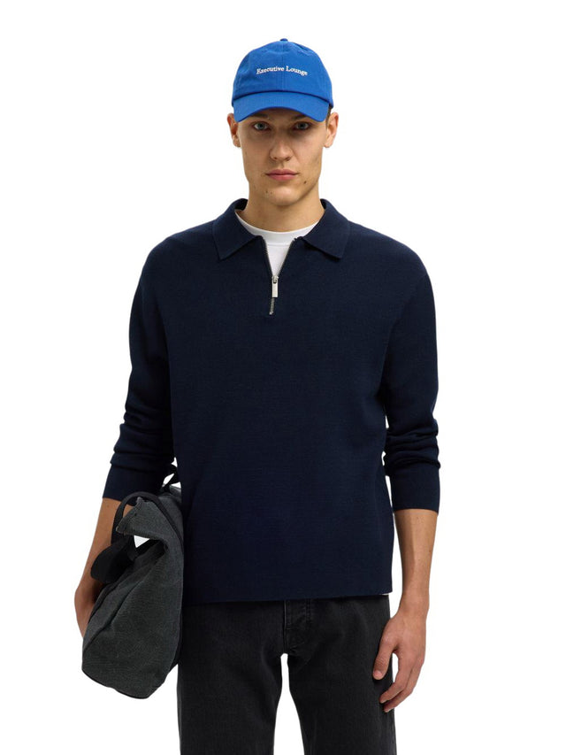 Selected Herren Pullover SLHTELLER FN RELAXED HALF ZIP POLO - Relaxed Fit