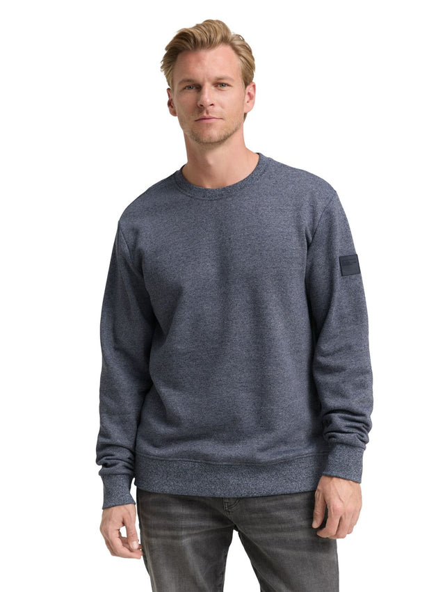 Tom Tailor Herren Rundhals Sweatshirt STRUCTURED CREWNECK - Regular Fit