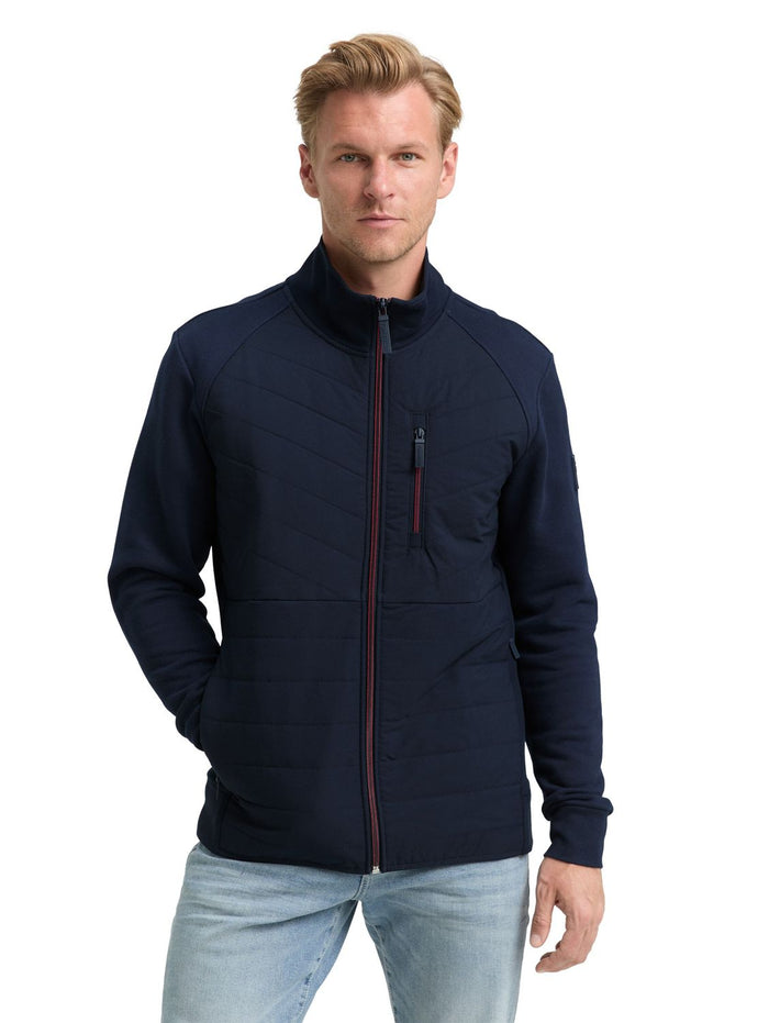 Tom Tailor Herren Sweatjacke HYBRID SWEAT JACKET - Regular Fit