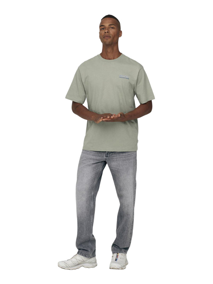 Only & Sons Herren Jeans ONSEDGE STRAIGHT Mid Waist - Regular Fit - Grau