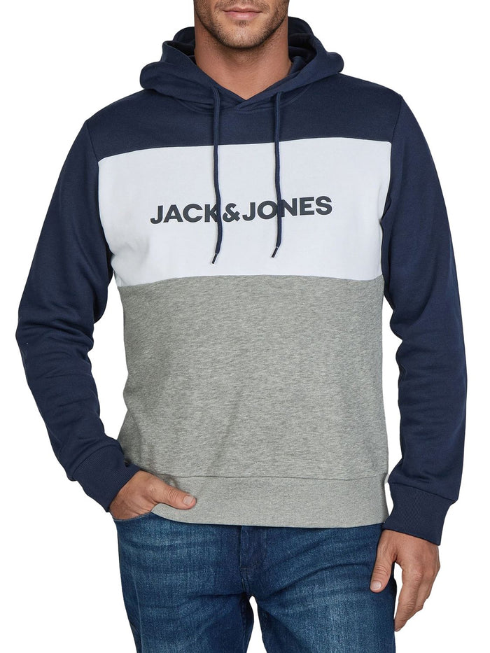 Jack & Jones Hoodie Herren mit Druck JWHLOGO BLOCKING Regular Fit