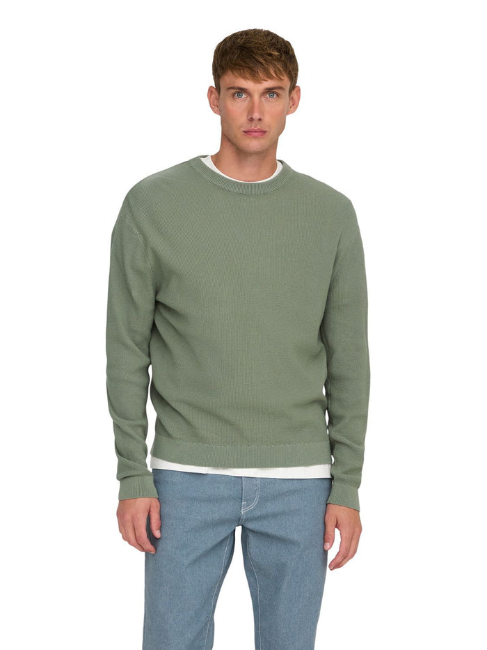 Only & Sons Herren Pullover ONSTONY DS 12 LS WAFFLE CREW KNIT - Regular Fit