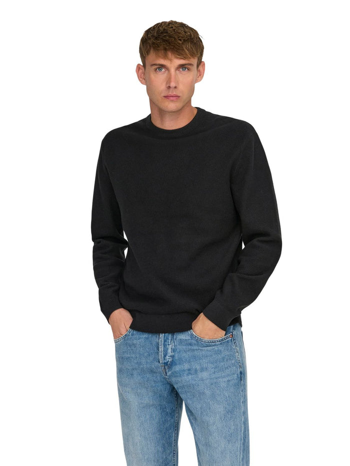 Only & Sons Herren Pullover ONSTONY DS 12 LS WAFFLE CREW KNIT - Regular Fit