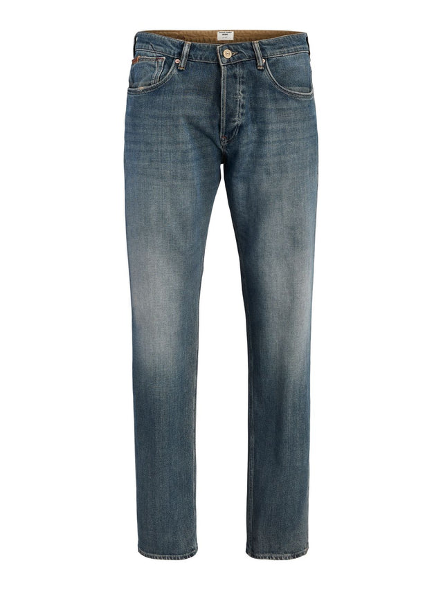 Jack & Jones Herren Jeans JJIMIKE JJWELLS - Mid Waist - Tapered Fit - Blau