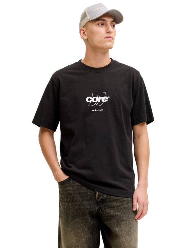 Jack & Jones Herren Rundhals T-Shirt JCOCLUB FRONT PRINT TEE SS CREW NECK - Relaxed Fit