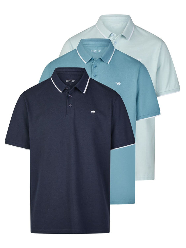 Mustang Poloshirt Herren Kurzarm 3er Pack Pablo Regular Fit