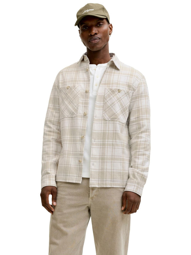 Jack & Jones Herren Freizeit Hemd JPRBLURAYLE LINEN BL.CHECK LS - Regular Fit