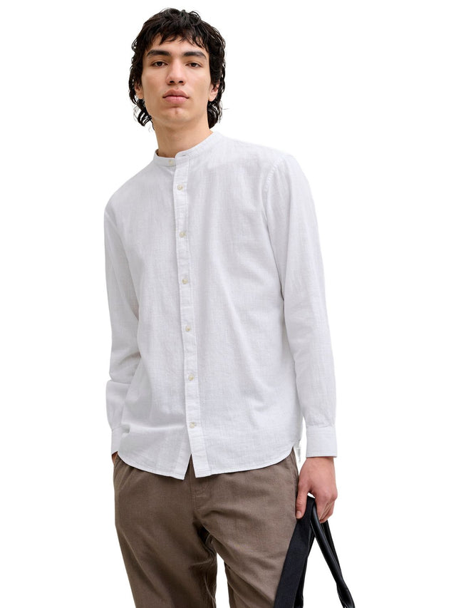 Jack & Jones Herren Freizeit Hemd JJESUMMER LINEN BLEND BAND -  Regular Fit