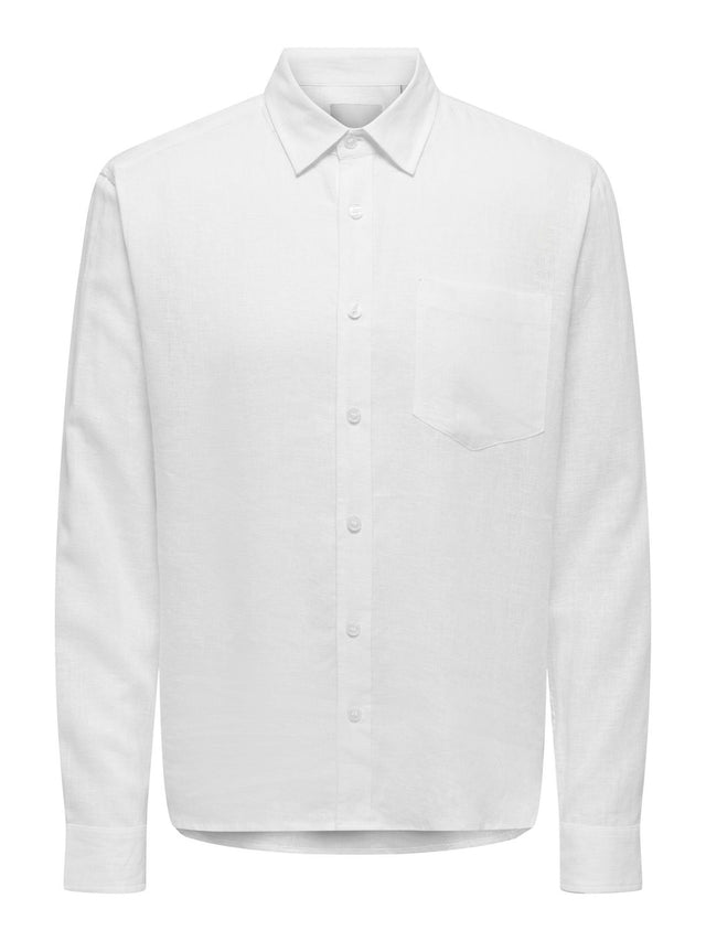 Only & Sons Herren Hemd ONSLAURENCE LS LINEN BLEND - Regular Fit