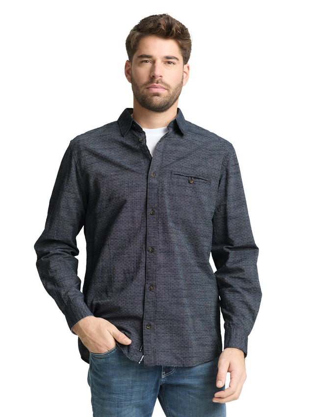 Tom Tailor Herren Langarm Hemd STRUCTURED SHIRT - Regular Fit