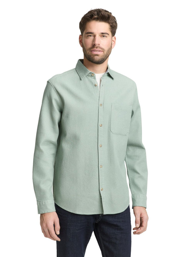 Tom Tailor Herren Langarm Hemd LIGHT STRUCTURED SHIRT - Regular Fit