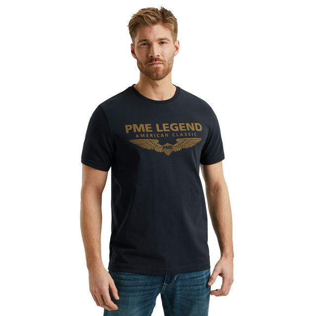 PME Legend Herren Rundhals T-Shirt  SHORT SLEEVE R-NECK LOGO CARRIER - Regular Fit