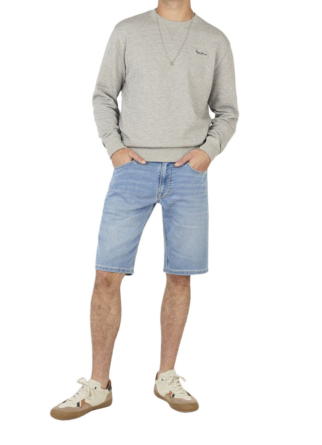 Pepe Jeans Herren Jeans Short SLIM GYMDIGO SHORT TRACK - Slim Fit - Blau Grau