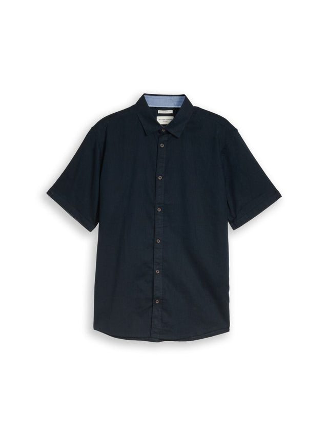 Tom Tailor Herren Kurzarm Hemd COTTON LINEN SHIRT - Regular Fit