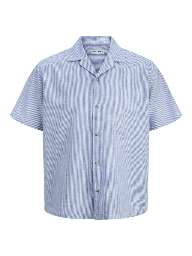 Jack & Jones Herren Kurzarm Hemd JJESUMMER LINEN BLEND RESORT Relaxed Fit