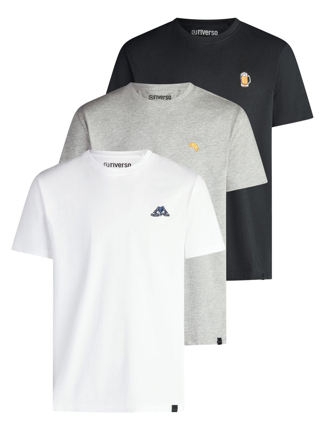 riverso Tshirt Herren Regular Fit RIVJay 3er Set Pack