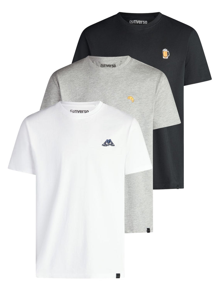 riverso Tshirt Herren Regular Fit RIVJay 3er Set Pack