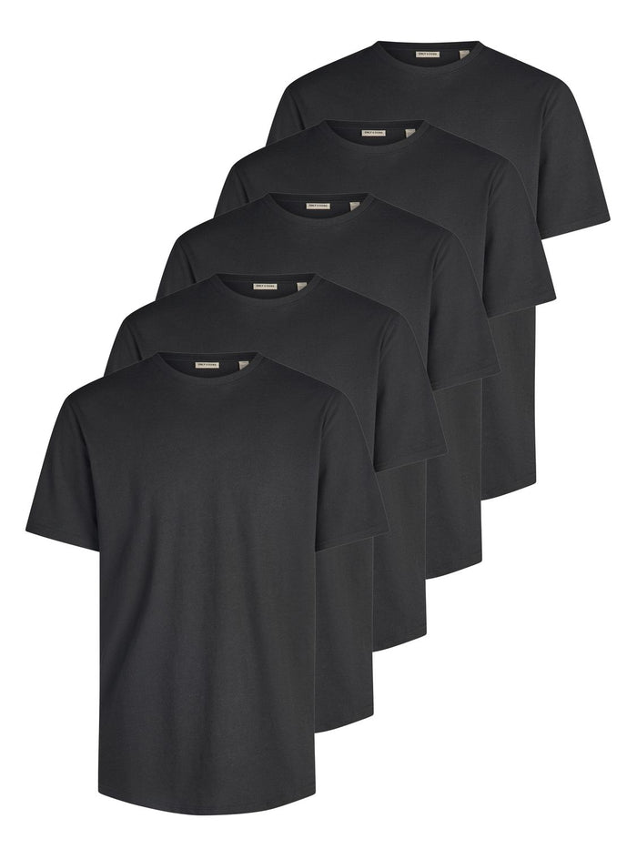 Only & Sons Tshirt Herren Regular Fit ONSJEFF LONGY 5er Set Pack