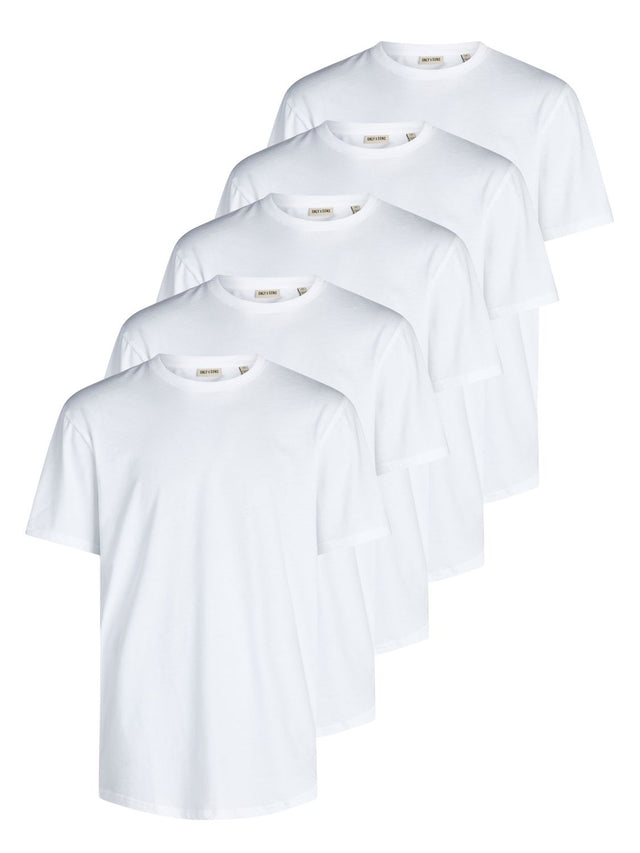 Only & Sons Tshirt Herren Regular Fit ONSJEFF LONGY 5er Set Pack