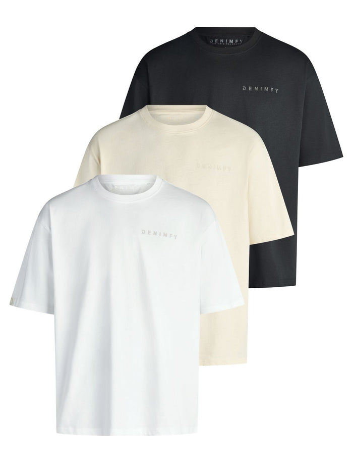 DENIMFY Tshirt Herren Relaxed Fit DFTed 3er Set Pack