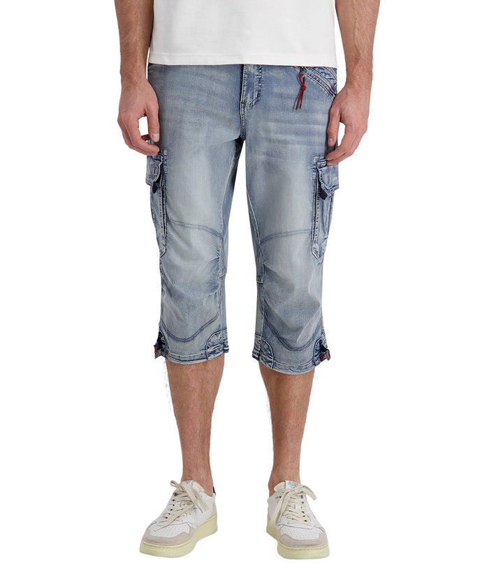 TIMEZONE  Herren 3/4 Cargo Jeans LOOSE MILESTZ SHORT Mid Waist Loose Fit - Blau Schwarz