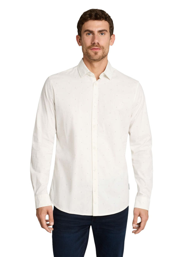 Tom Tailor Herren Langarm Hemd FITTED PRINTED STRETCH SHIRT - Slim Fit