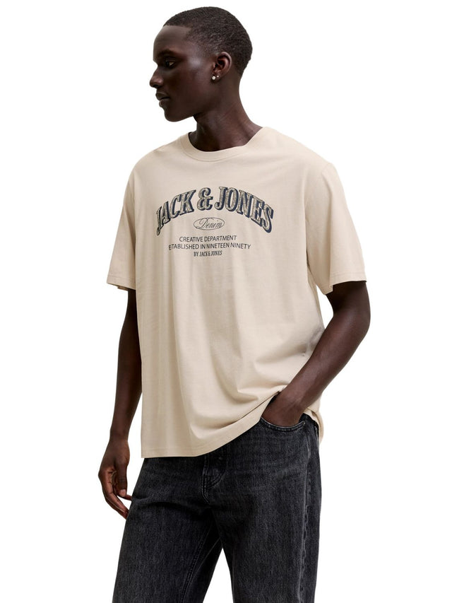 Jack & Jones Herren Rundhals T-Shirt JJEDENVER LOGO TEE SS O-NECK - Relaxed Fit