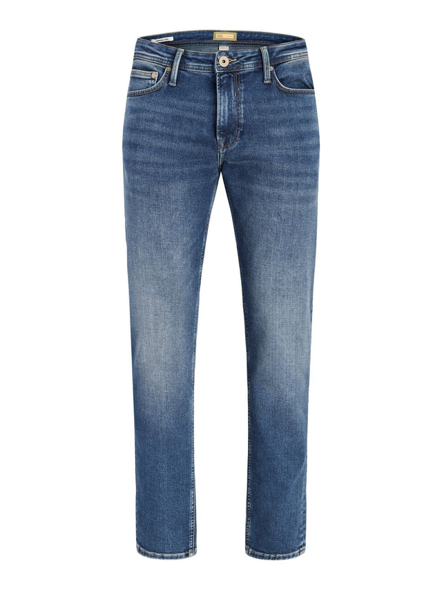 Jack & Jones Herren Jeans JJIMIKE JJPAOLO - Low Waist - Tapered Fit - Blau