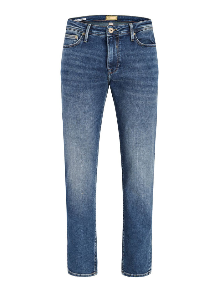 Jack & Jones Herren Jeans JJIMIKE JJPAOLO - Low Waist - Tapered Fit - Blau