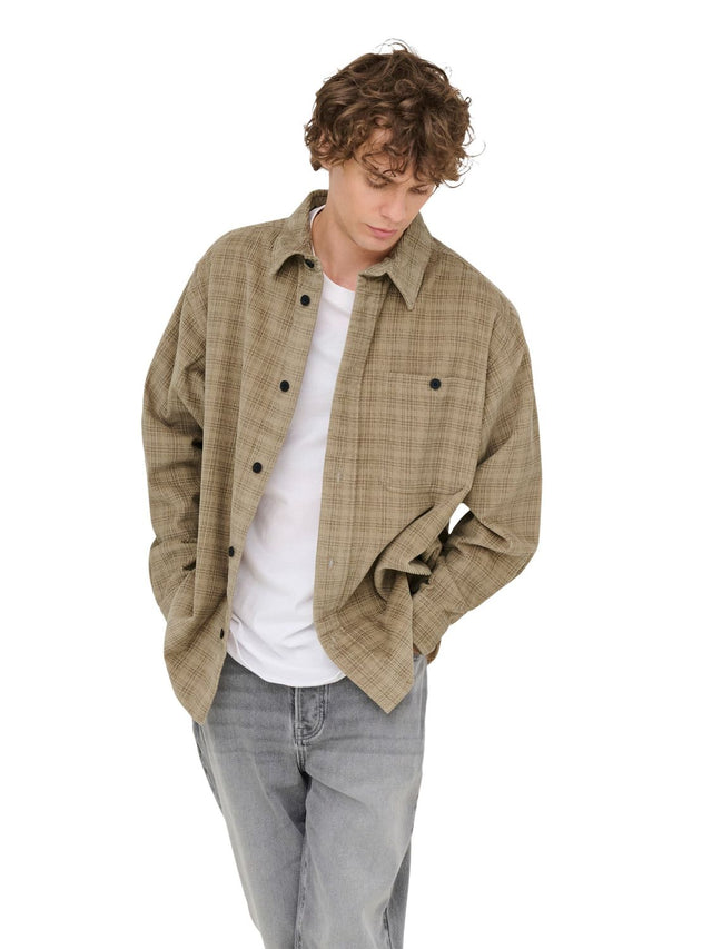 Only & Sons Herren Hemdjacke ONSWALEED CORDUROY OVERSHIRT - Relaxed Fit