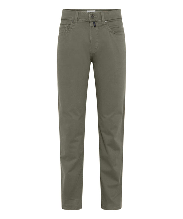Pierre Cardin Herren Chinohose PC-LYON - Mid Waist - Tapered Fit - Grün Schwarz