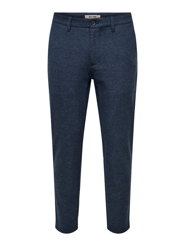 Only & Sons Herren Chino Hose ONSMARK SLIM BRUSH PIQUE - Slim Fit -  Blau Grau