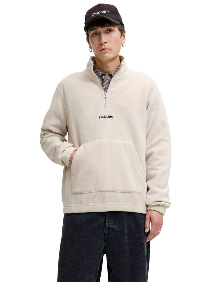 Jack & Jones Herren Sweatshirt JJESOHO HALF ZIP FLEECE - Relaxed Fit